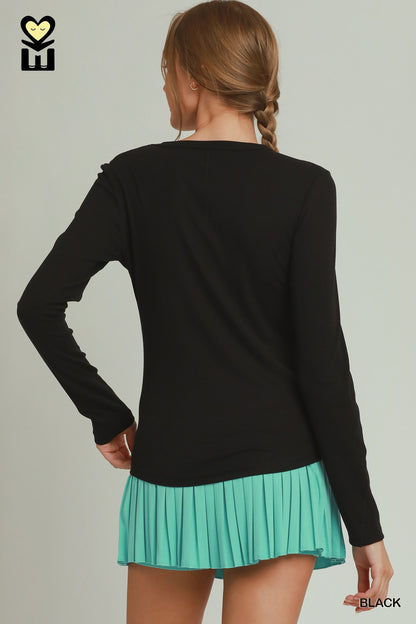 Lyocell Ribbed Long Sleeve Top | 3 Colors Avavilable