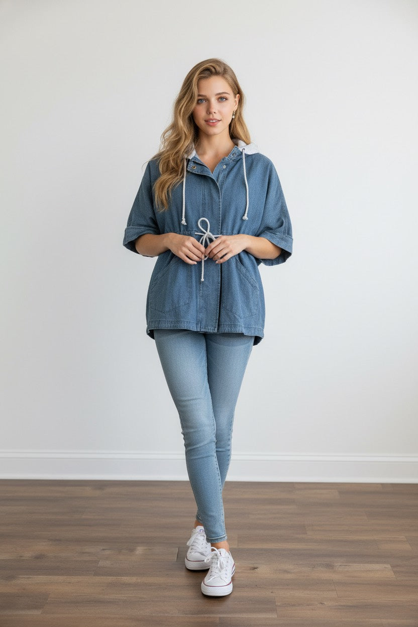 Denim Jacket with Adjustable Hood