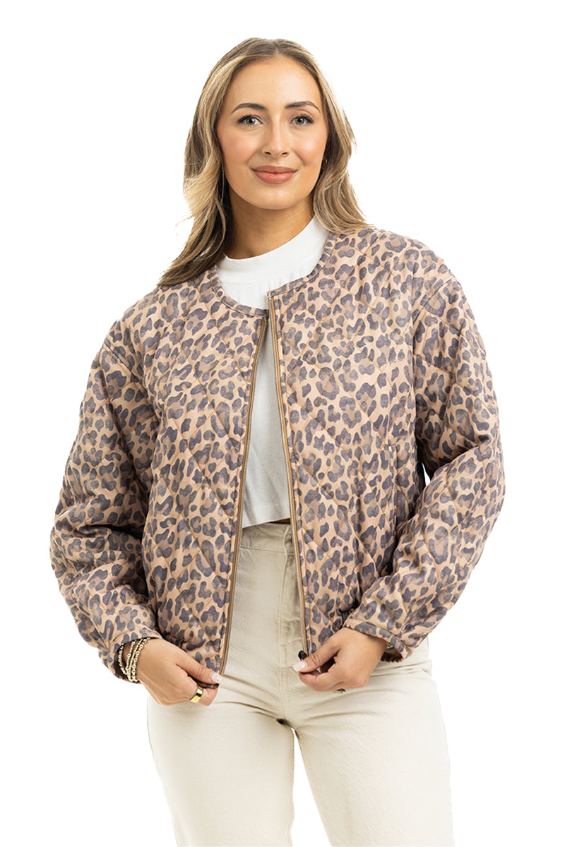 Leopard Structured Zipper Jacket
