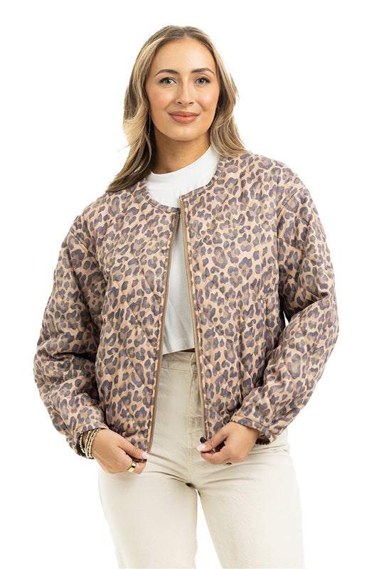 Leopard Structured Zipper Jacket