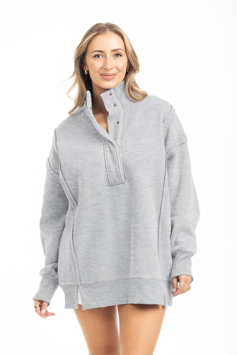 Vintage Wash Snap Neck Pullover