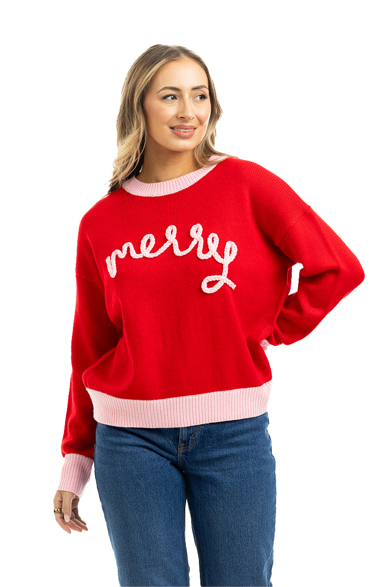 Merry Embroidered Knit Sweater