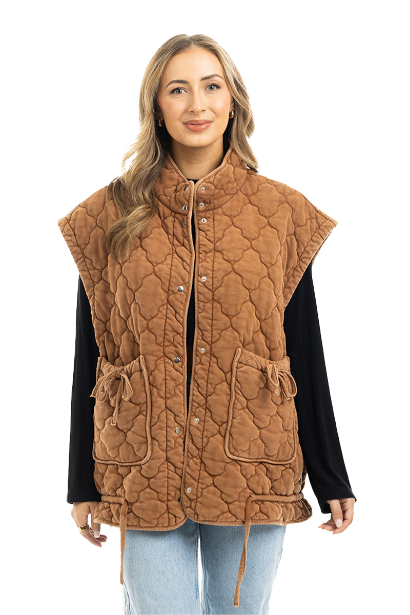 Oversized Garment Washed Quilted Vests