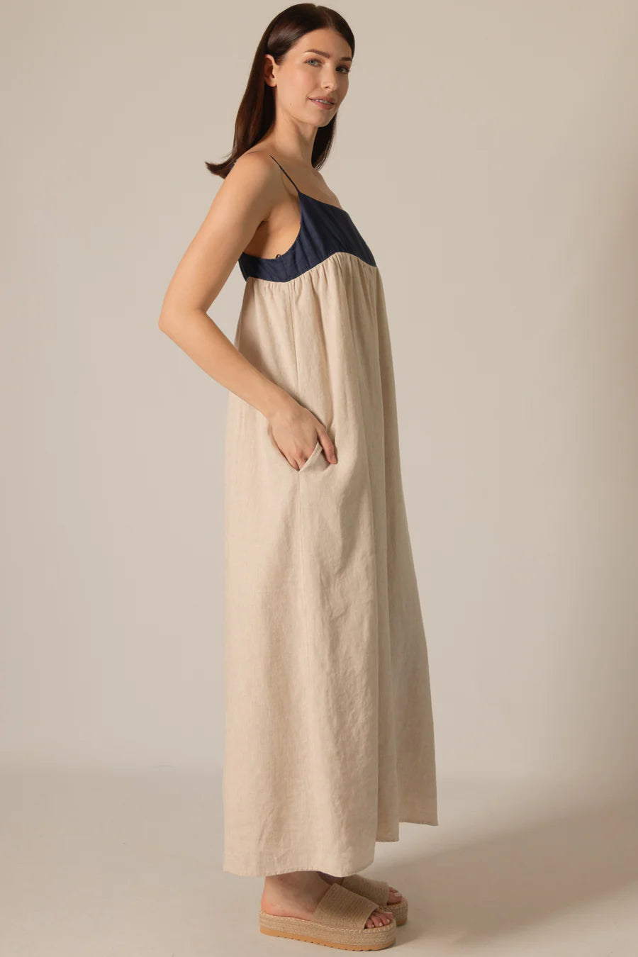 Mina Linen 2-Tone Dress