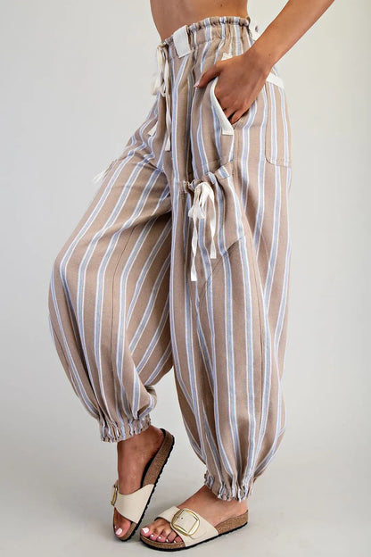 Soft Washed Striped Side Pocket Pants