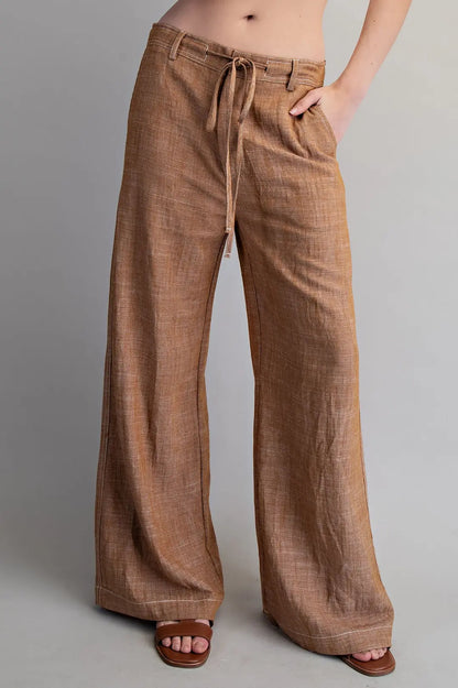 String Tie Straight Leg Pants