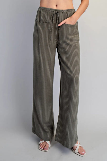 Striped Tie Front Pants