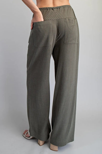 Striped Tie Front Pants