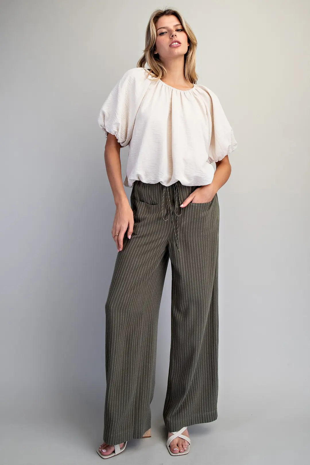 Striped Tie Front Pants