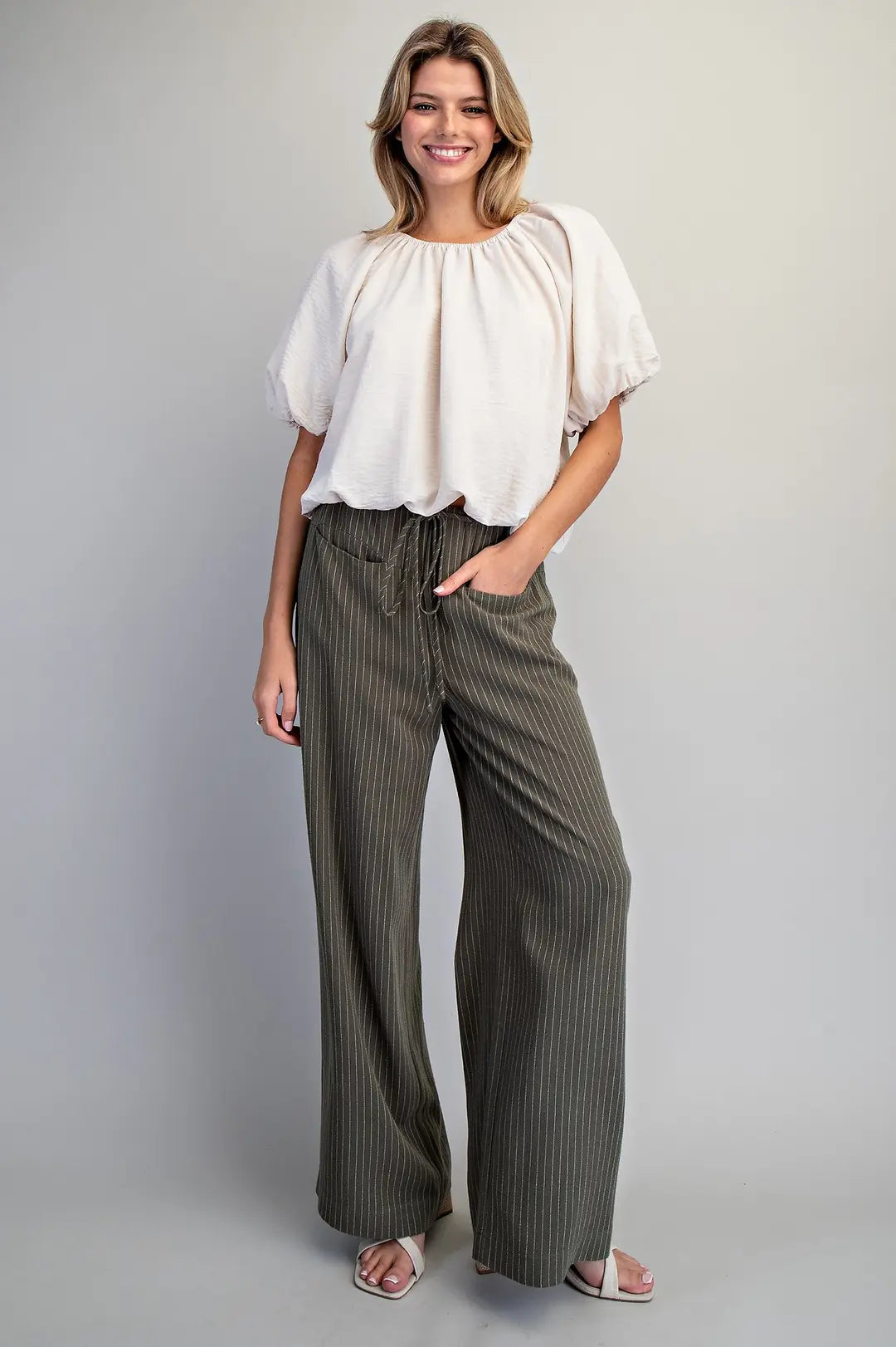 Striped Tie Front Pants