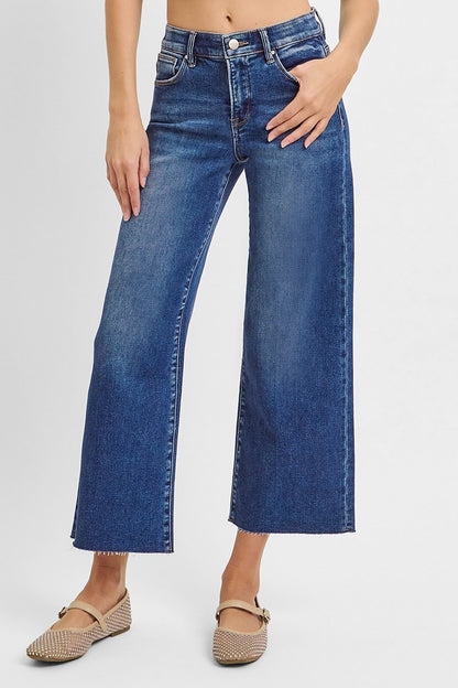 Tummy Control Mid Rise Crop Wide Jeans