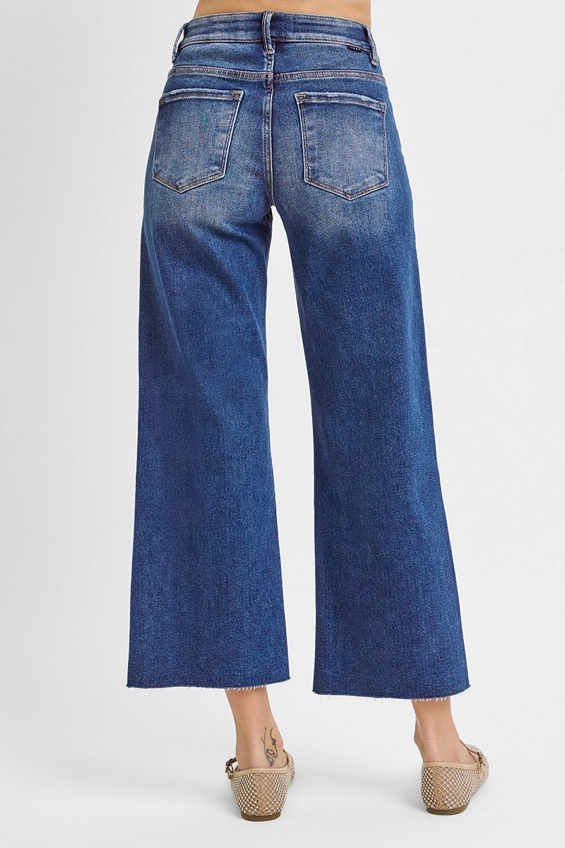 Tummy Control Mid Rise Crop Wide Jeans