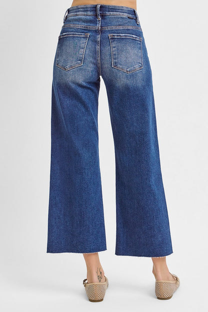Tummy Control Mid Rise Crop Wide Jeans