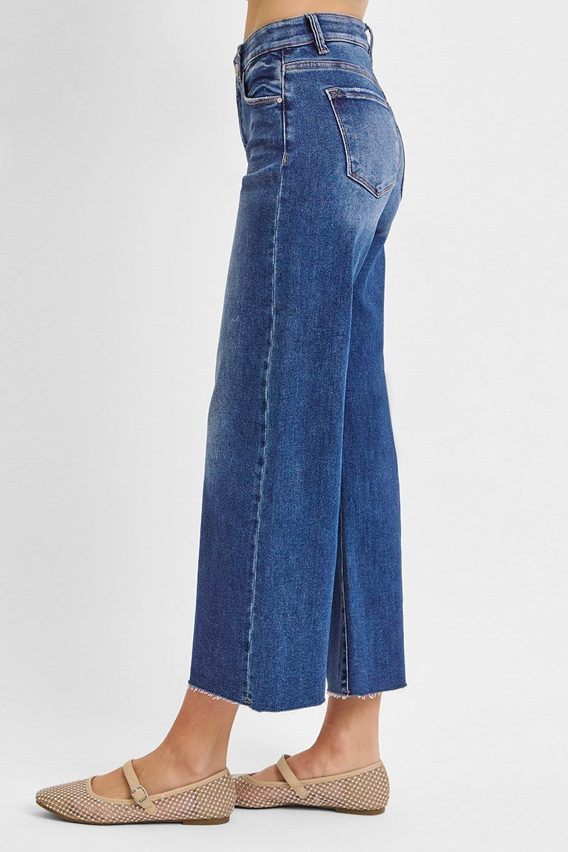 Tummy Control Mid Rise Crop Wide Jeans
