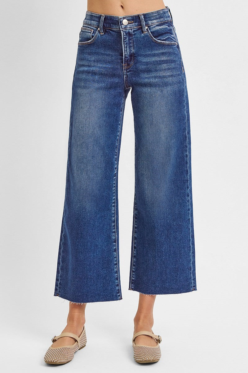 Tummy Control Mid Rise Crop Wide Jeans