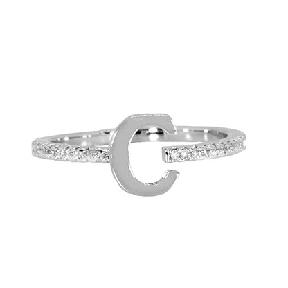 Adjustable Love Letter White Gold Ring | C