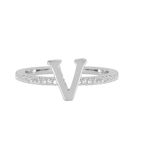 Adjustable Love Letter White Gold Ring | V