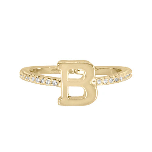 Adjustable Love Letter Yellow Gold Ring | B