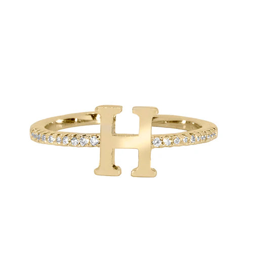Adjustable Love Letter Yellow Gold Ring | H