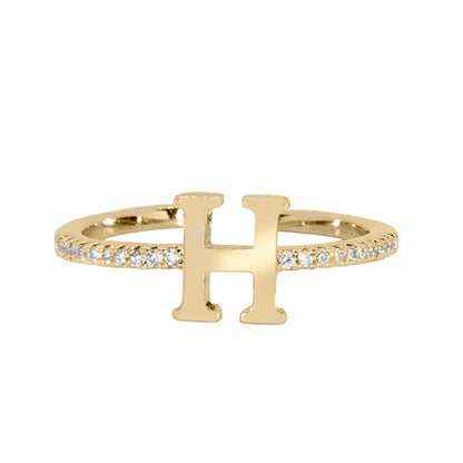 Adjustable Love Letter Yellow Gold Ring | H