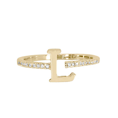 Adjustable Love Letter Yellow Gold Ring | L