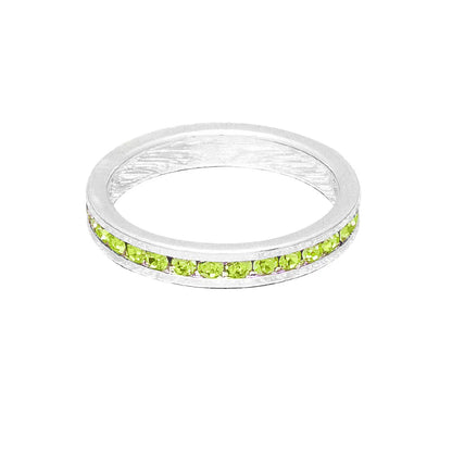 August (Peridot) White Gold Ring | Size 10