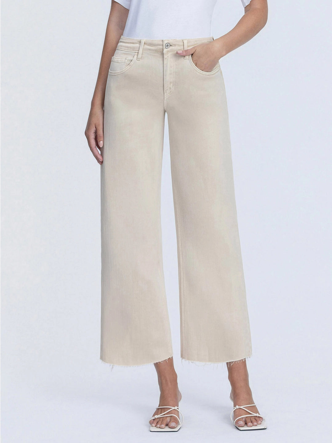 High Rise Crop Wide Straight Leg Jeans