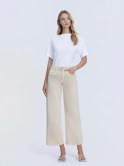 High Rise Crop Wide Straight Leg Jeans