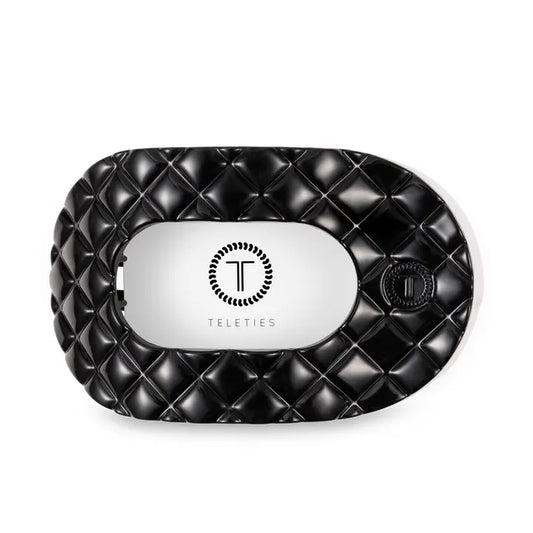 Flat Round Hair Clip | Jet Black Quilted | Large