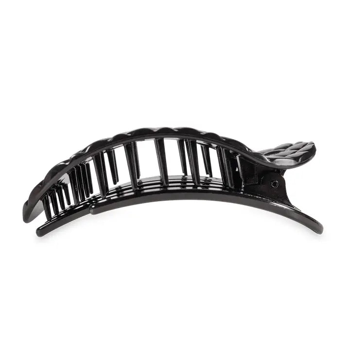 Flat Round Hair Clip | Jet Black Quilted | Large