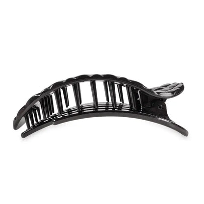 Flat Round Hair Clip | Jet Black Quilted | Large
