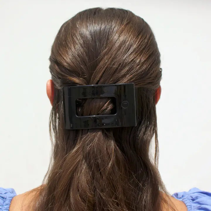 Flat Rectangle Hair Clip | Jet Black | Medium