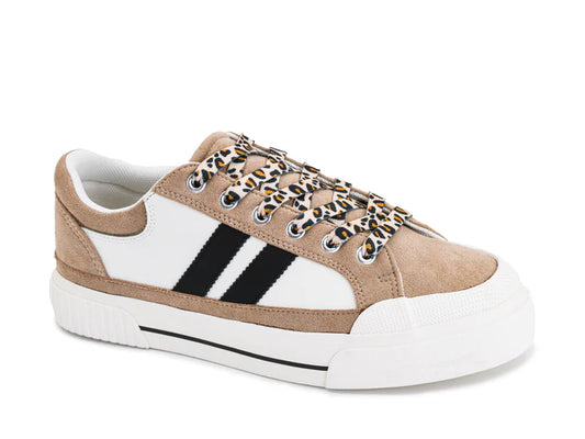 That's Her Sand White Black Tennis Shoes