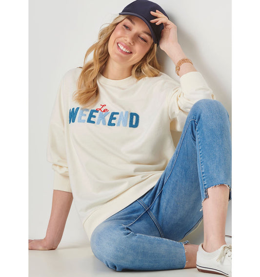 Le Weekend Relaxed Crew Neck Pullover