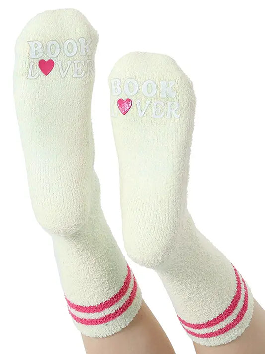 Book Lover Fuzzy Crew Socks