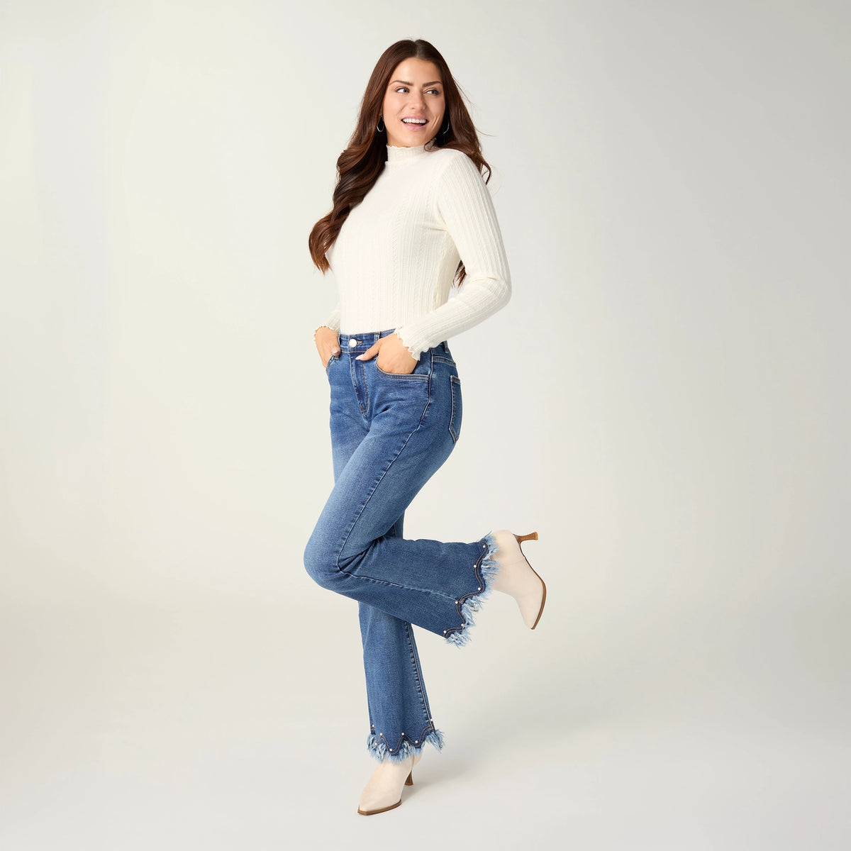 Everstretch Flare with Pearl & Fringe Hem