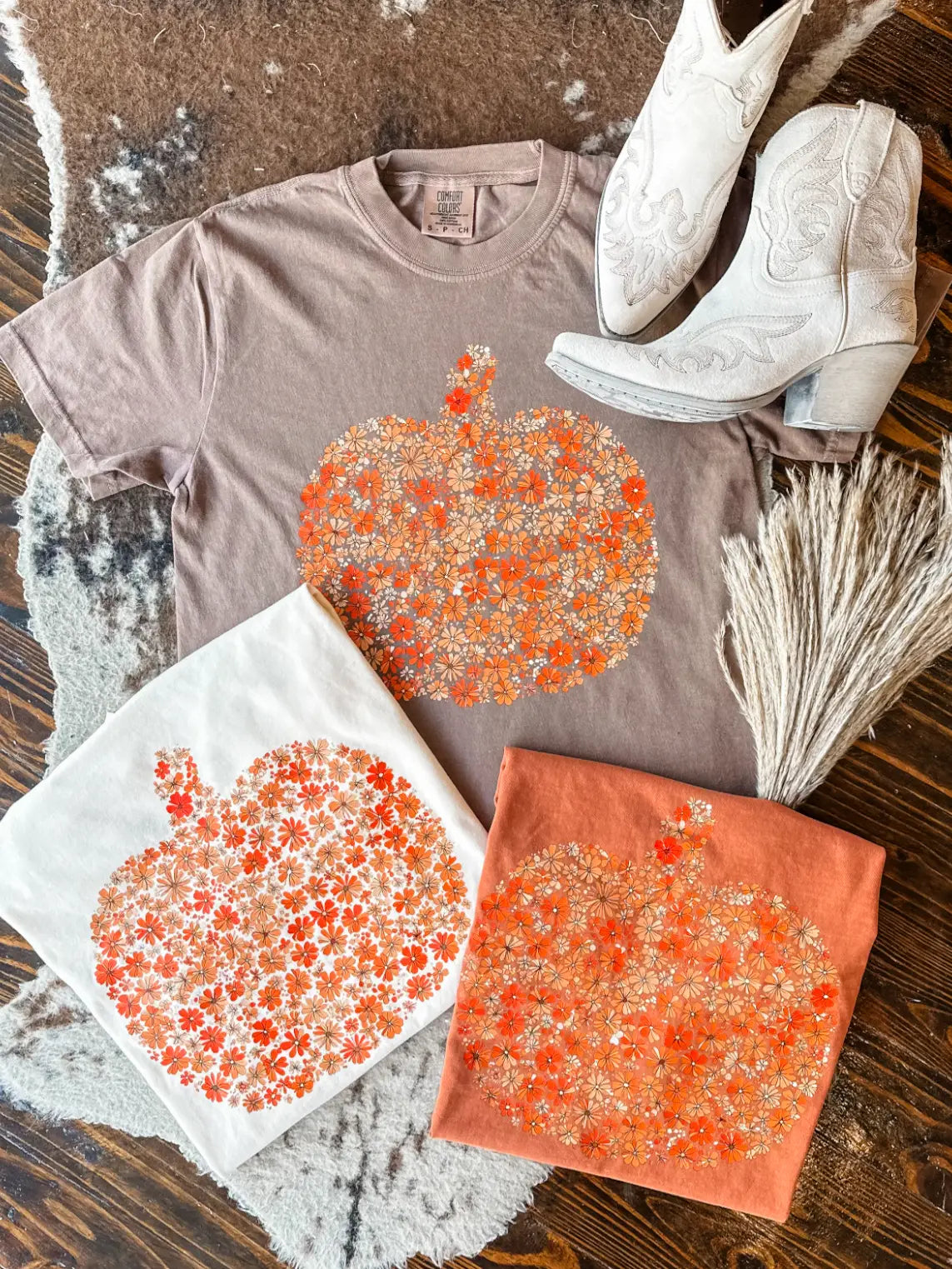 Fall Pumpkin Floral Graphic Tee  
