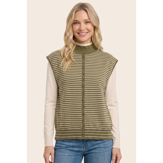 Button Detailed Striped Sweater