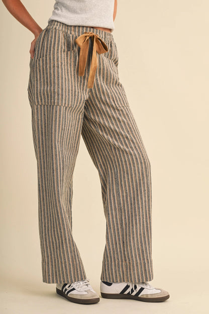 Stripe Wide Leg Drawstring Pants
