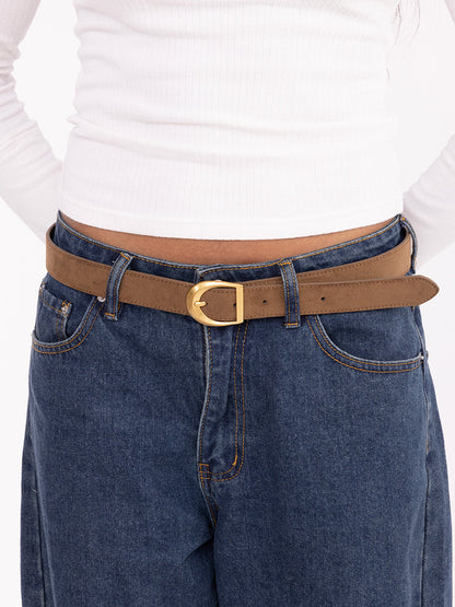 Faux Suede Belt with Antique Buckle