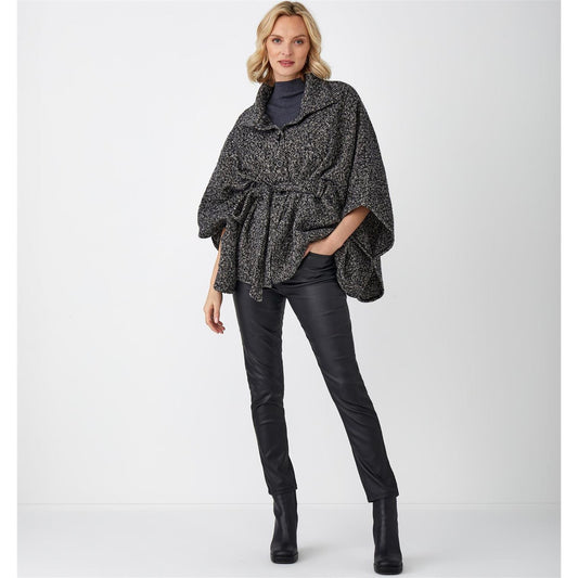 Belted Cape with Button Front
