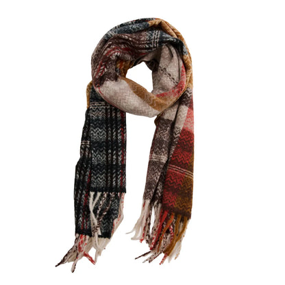 Callen Tartan Mustard Plaid Fringe Scarf