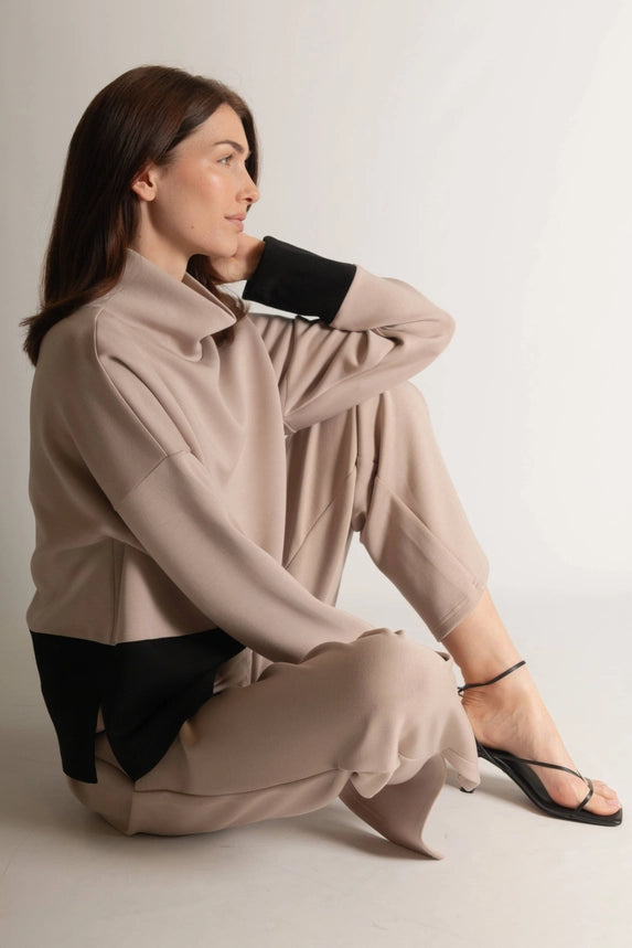 Butter Modal Color Block Mock Neck Top