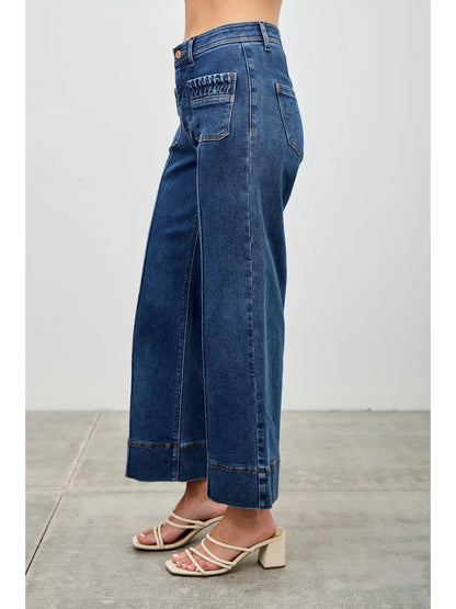 Mid Rise Wide Crop Jeans