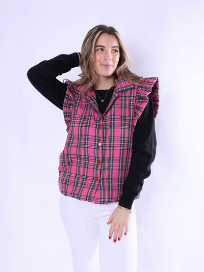 Tartan Plaid Vest with Ruffle