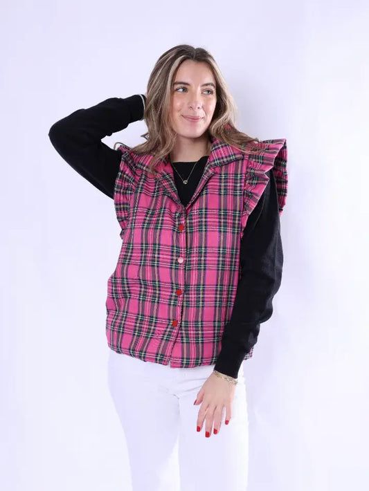 Tartan Plaid Vest with Ruffle