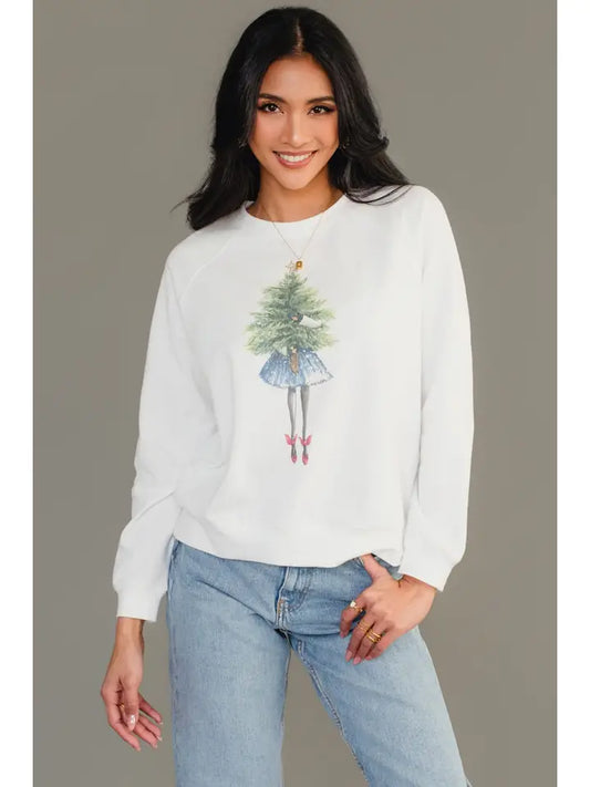 Girl with Christmas Tree Sweatshirt