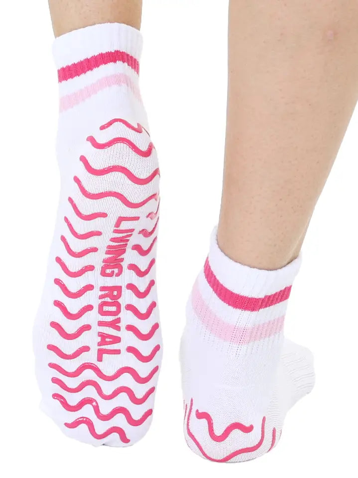 Pink Stripe Grip Socks