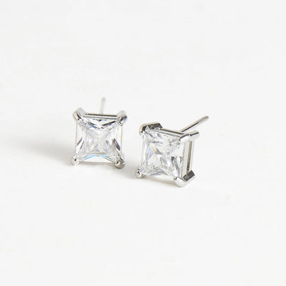 Narelle 6mm Square Cubic Zirconia Stud Waterproof Earrings