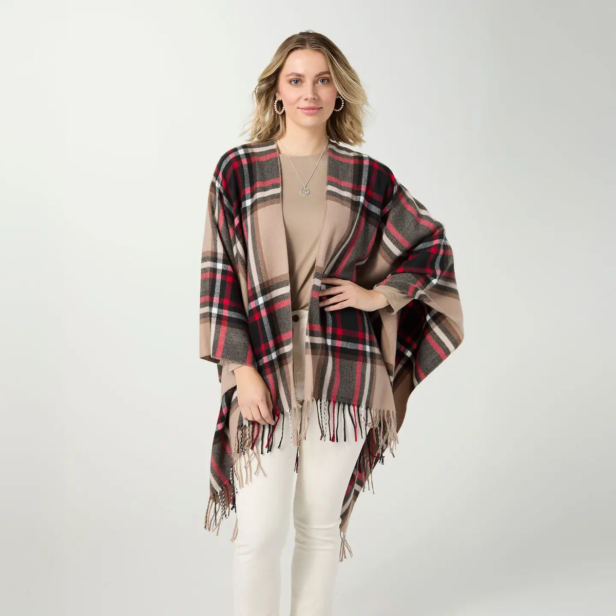 Plaid Fringe Wrap
